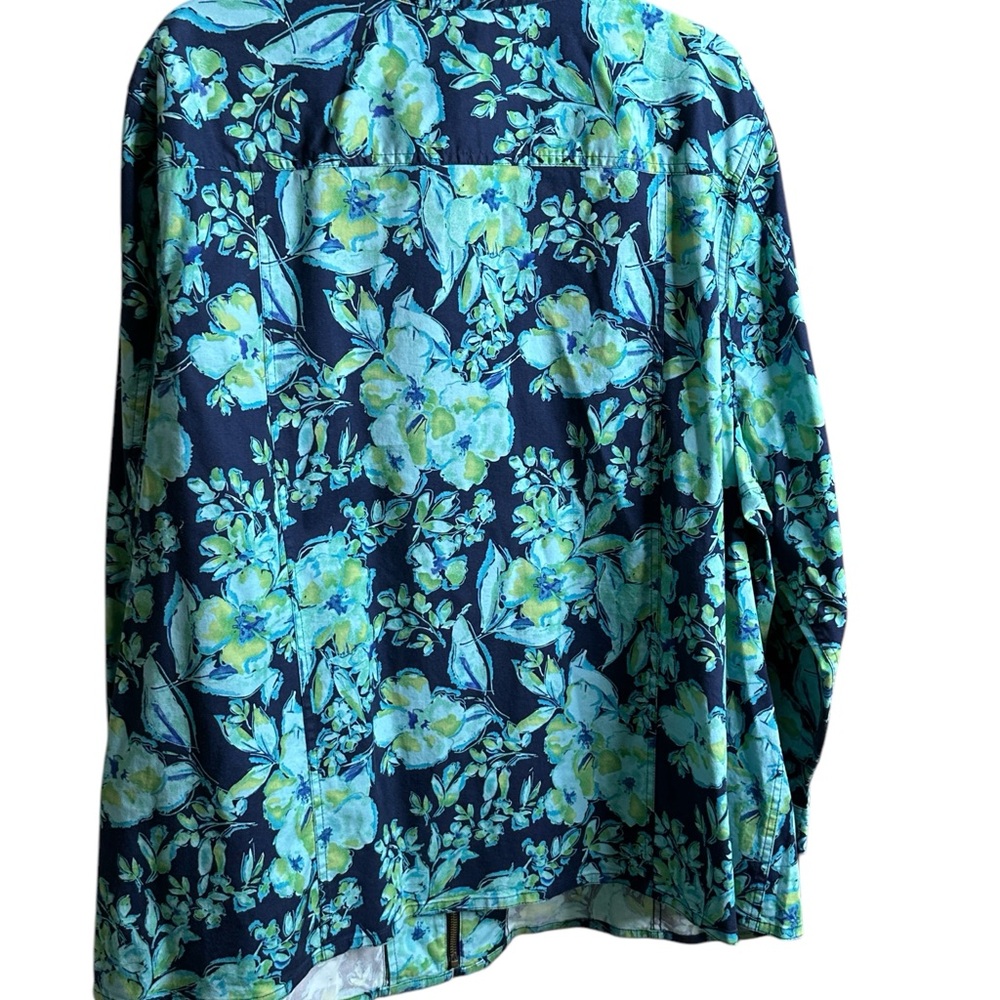 Liz & Me Floral Full zip Jacket in Blue and Green - Picture 5 of 8